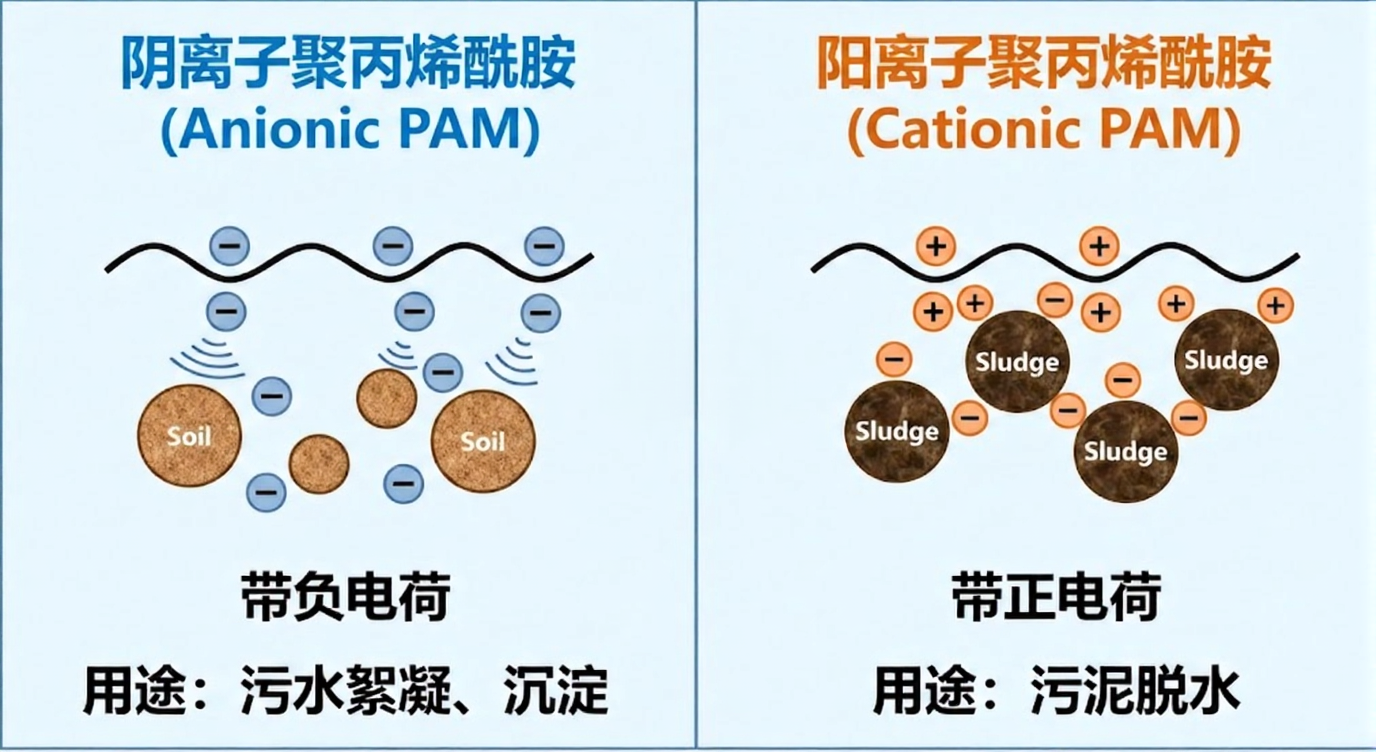 阴离子PAM vs 阳离子PAM：5大核心区别及精准选择方法（2026版）